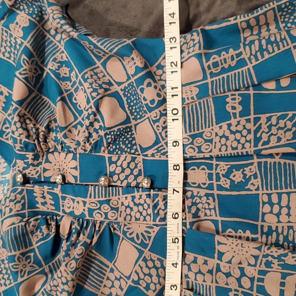 Vintage modcloth blue/taupe dress size medium - Picture 7 of 8